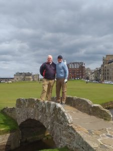 Fergus & JJ on the bridge in St Andrews